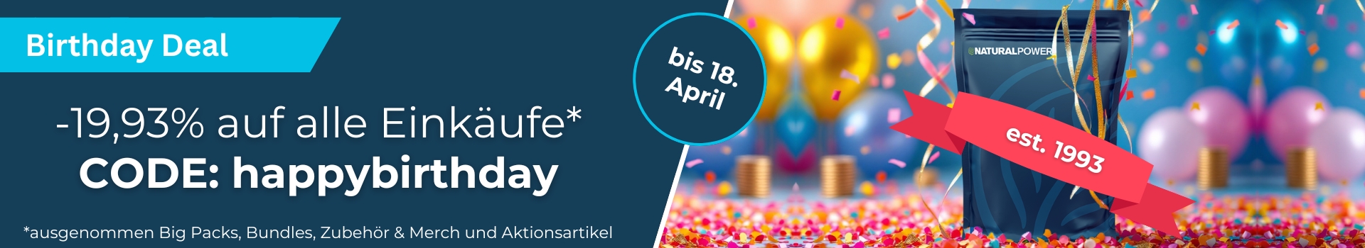 Headerbild Birthday-Aktion desktop - Fitness Food Natural Power