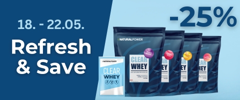 Headerbild Clear Whey Aktion mobil Fitness Food Natural Power 