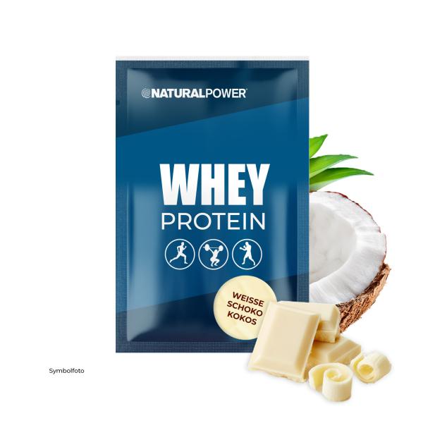 Bild 01:Whey Protein Wei&szlig;e Schoko-Kokos Einzelportion, 30g